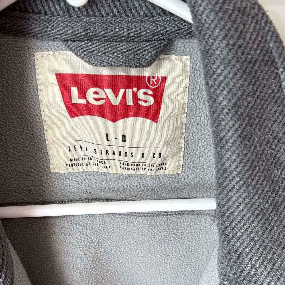 Levi's men’s softshell trucker Charcoal Men's Shirt Jacket Shacket large EUC - Picture 5 of 10
